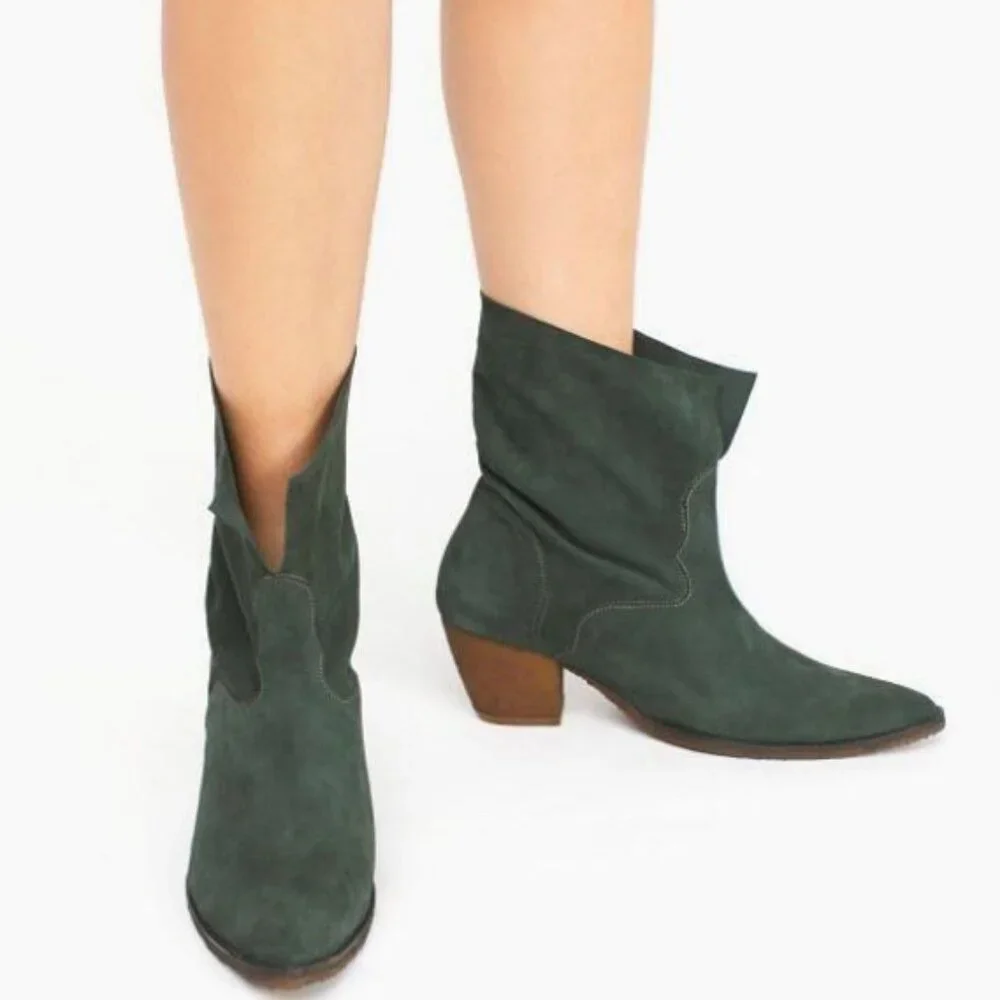 FREE PEOPLE Twilight Slouchy Western Ankle Boots - 38